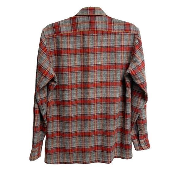 MARIANO RUBINACCI Italy Plaid Button Front Long Sleeve Shirt Red Grey 37 - Picture 6 of 9